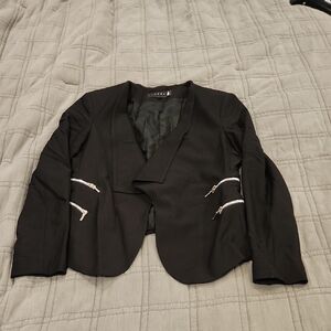 Elegant Black Blazer with Zipper Details Size 12!